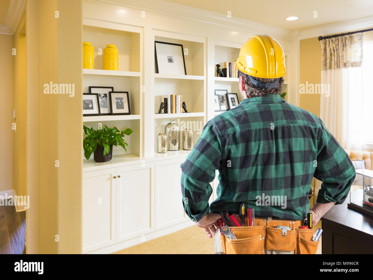 Contractor Facing Custom Builtin Shelves and Wall Stock Photo