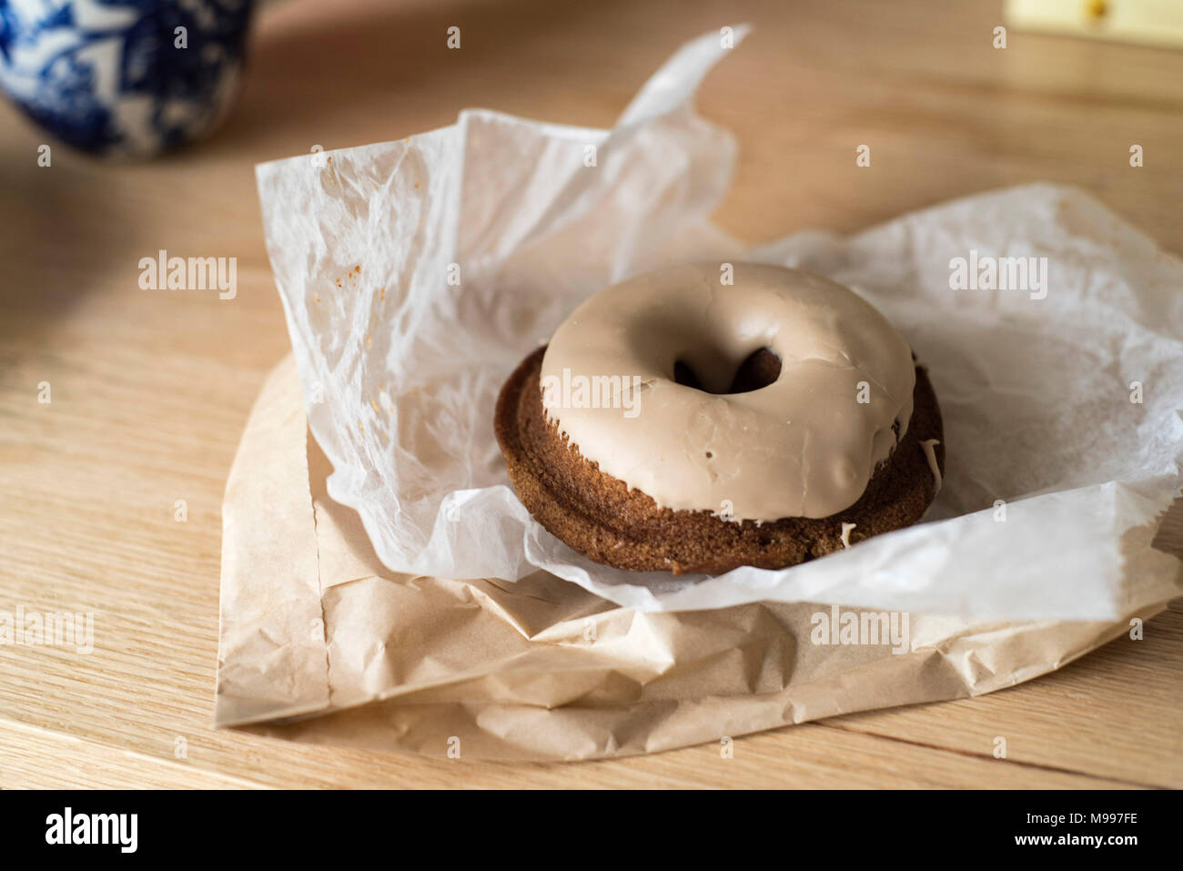 Maple Frosted Doughnut, a Break Time Snack Stock Photo