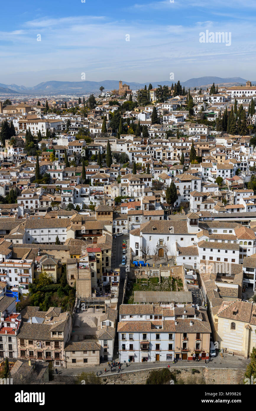 The Sacromonte (Granada) view from La Alhambra Stock Photo