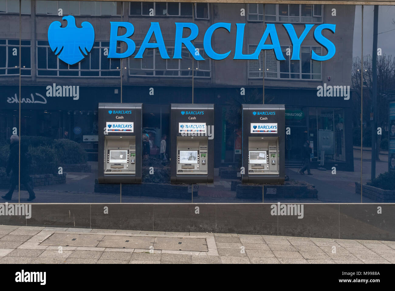 ATM at Barclays Bank site in Plymouth, Devon. Barclays firstquarter