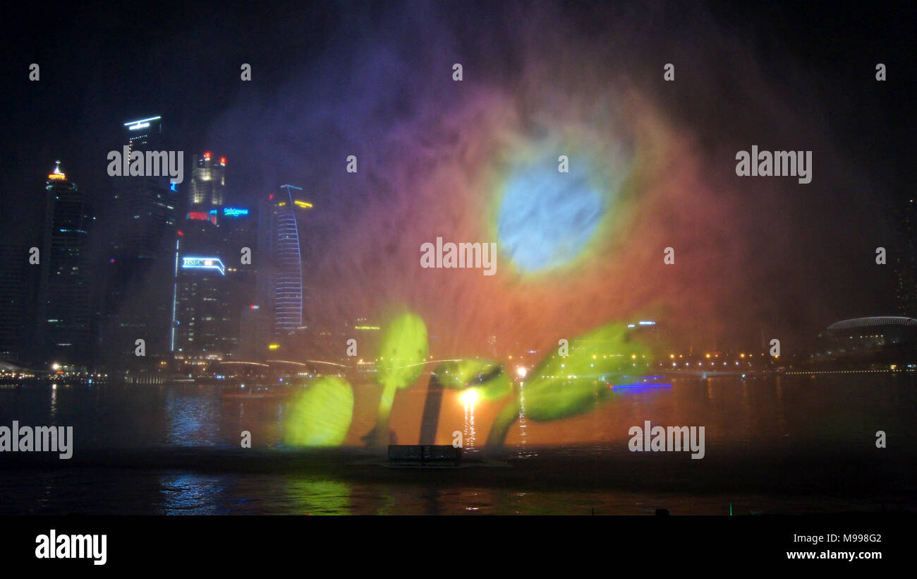 SINGAPORE APR 2nd 2015The Light, Water and Sound Show Wonderful at