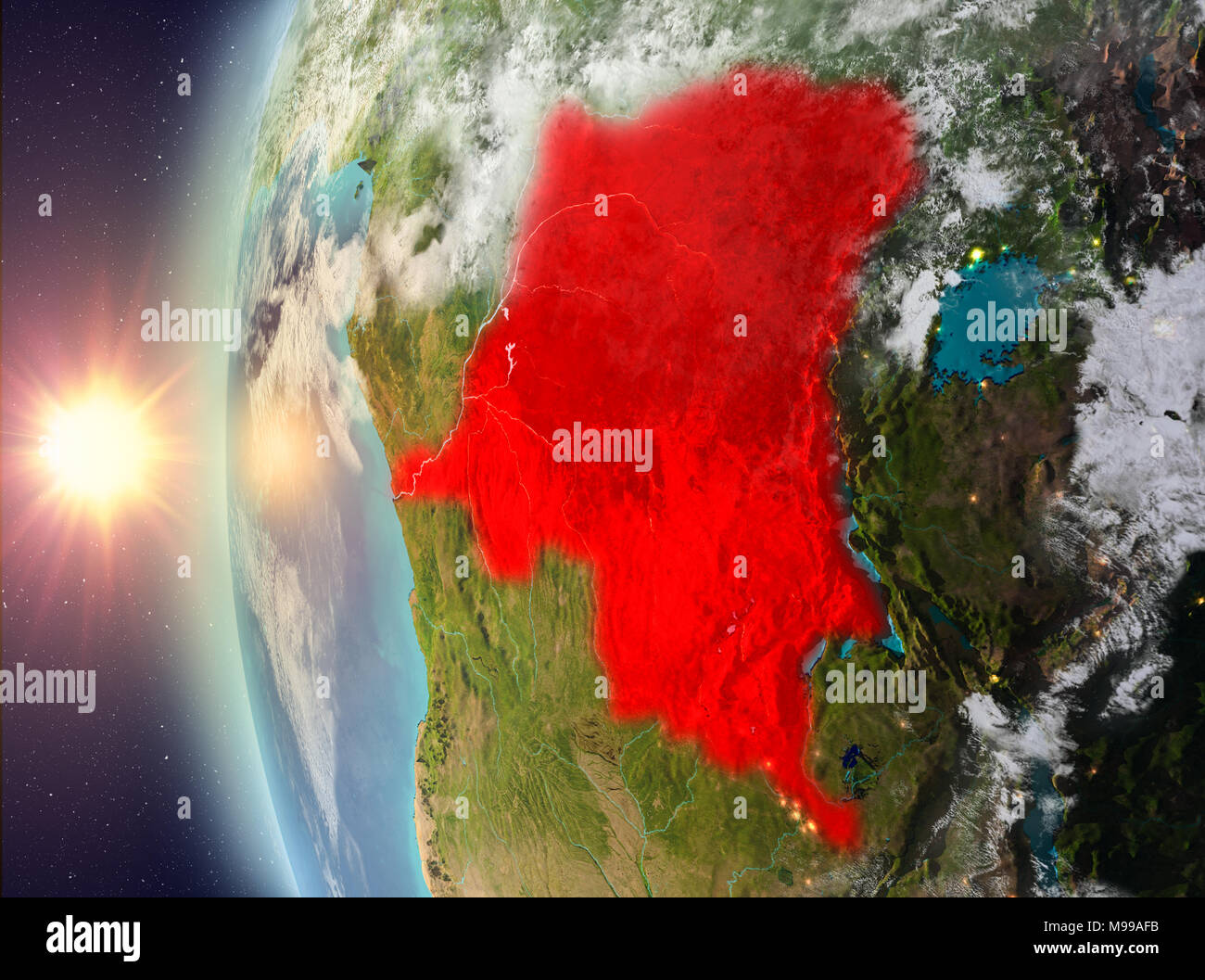 Democratic Republic of Congo as seen from space on planet Earth during ...