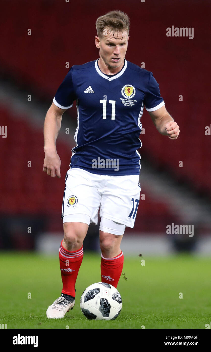 Scotland's Matt Ritchie during the international friendly match at Hampden Park, Glasgow. PRESS ASSOCIATION Photo. Picture date: Friday March 23, 2018. See PA story SOCCER Scotland. Photo credit should read: Jane Barlow/PA Wire. Stock Photo