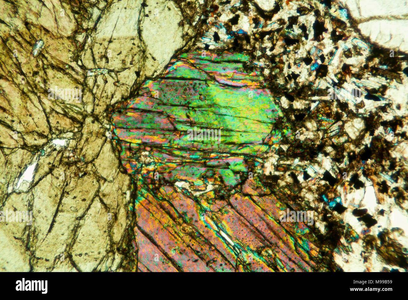 Brightfield cross polarized photomicrograph Stock Photo