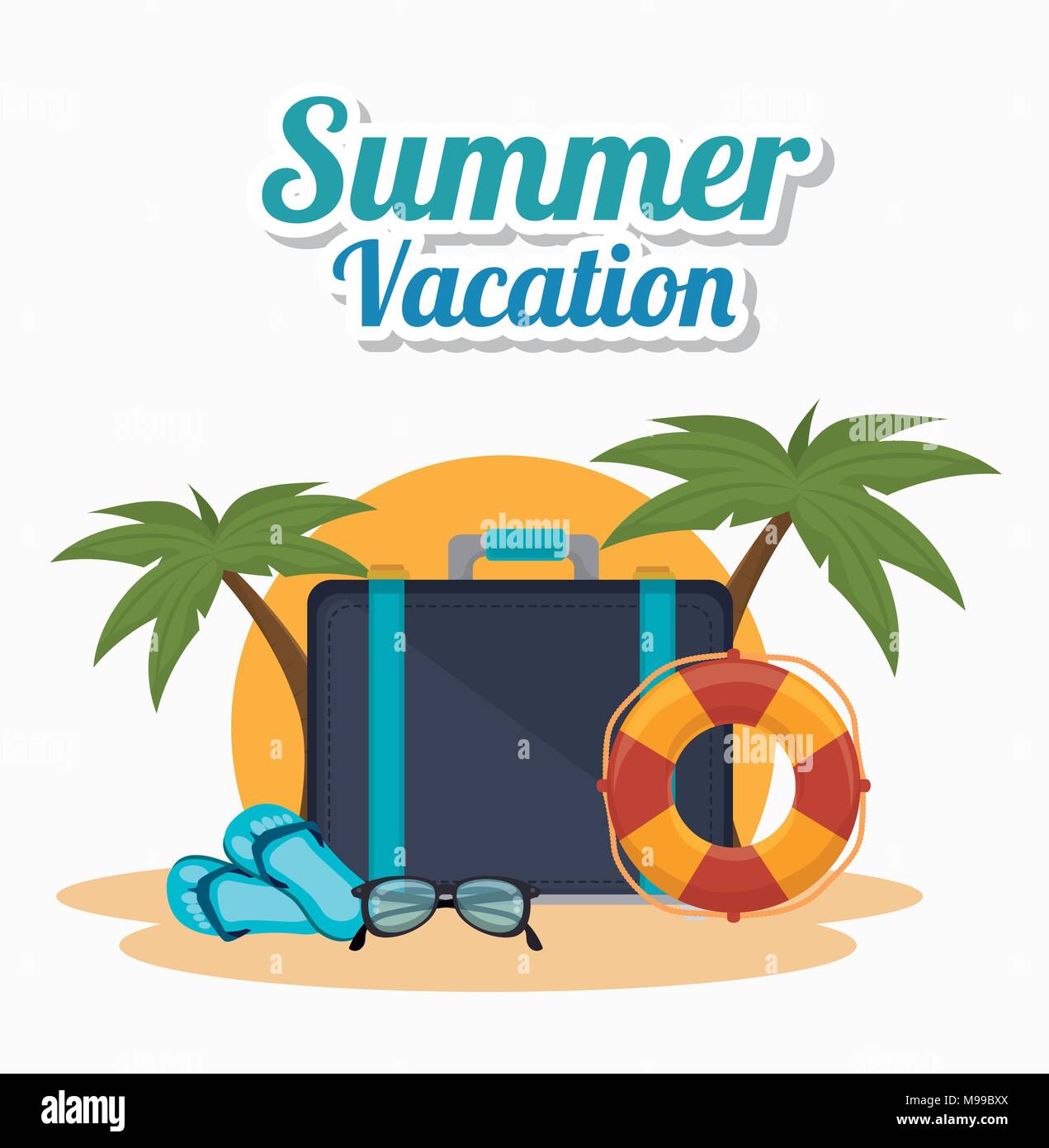 Summer Travel And Vacations Graphic Design Vector Illustration Stock