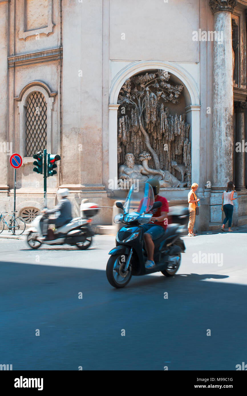 Late renaissance sculpture of The River Tiber of the Four Fountains at the intersection of Via delle Quattro Fontane and Via del Quirinale in Rome Stock Photo