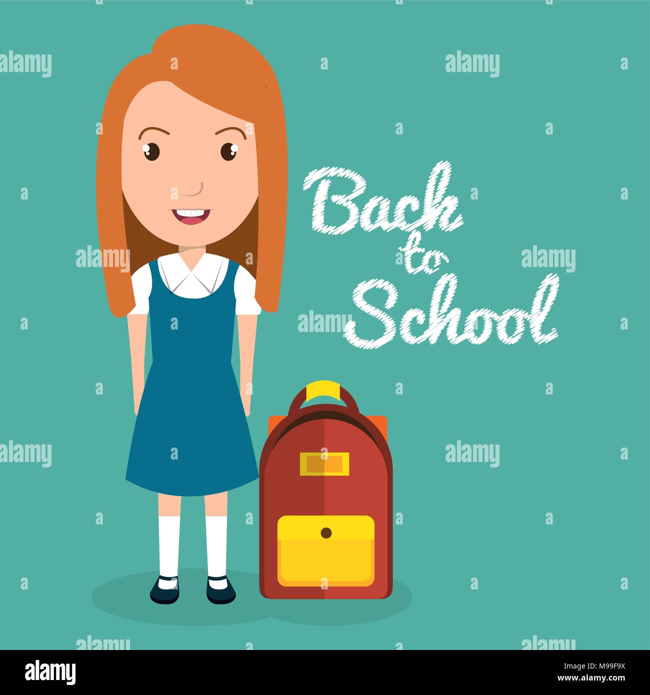 girl with school bag Stock Vector Image & Art - Alamy