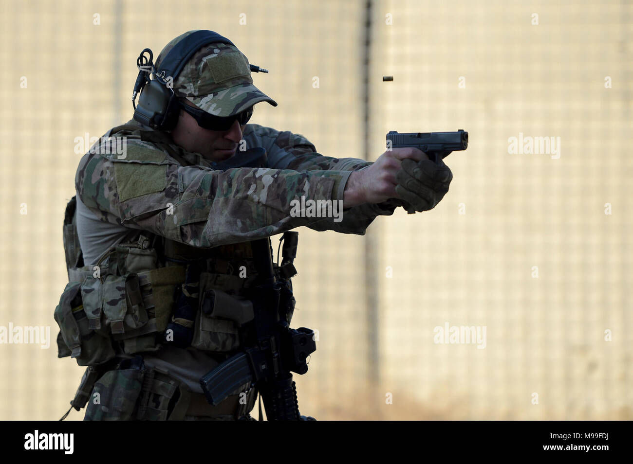 A U.S. Air Force Pararescueman assigned to the 83rd Expeditionary