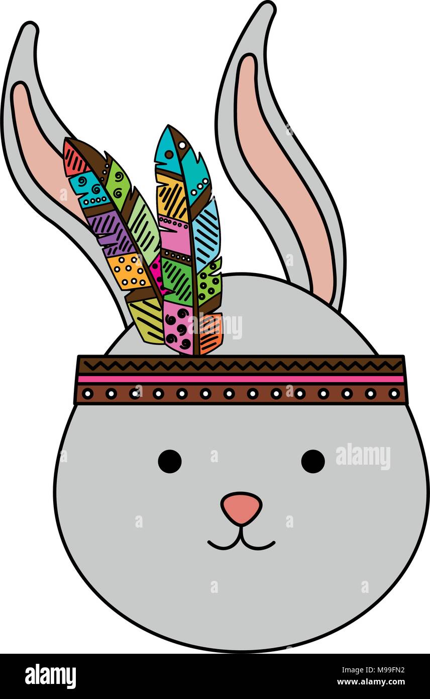 Feathered Rabbit cute and tender rabbit with feather hat Stock Vector Image & Art - Alamy
