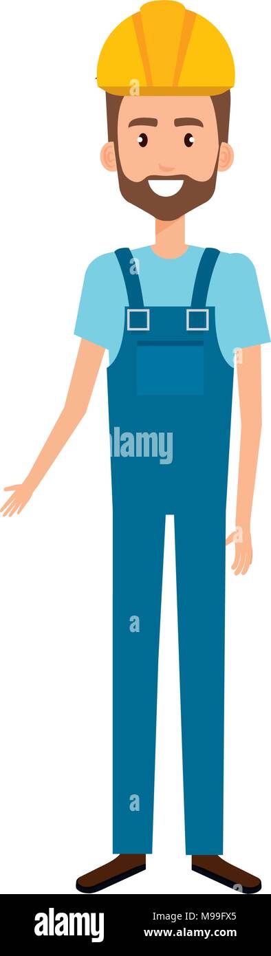 builder constructor with overall avatar character Stock Vector Image ...