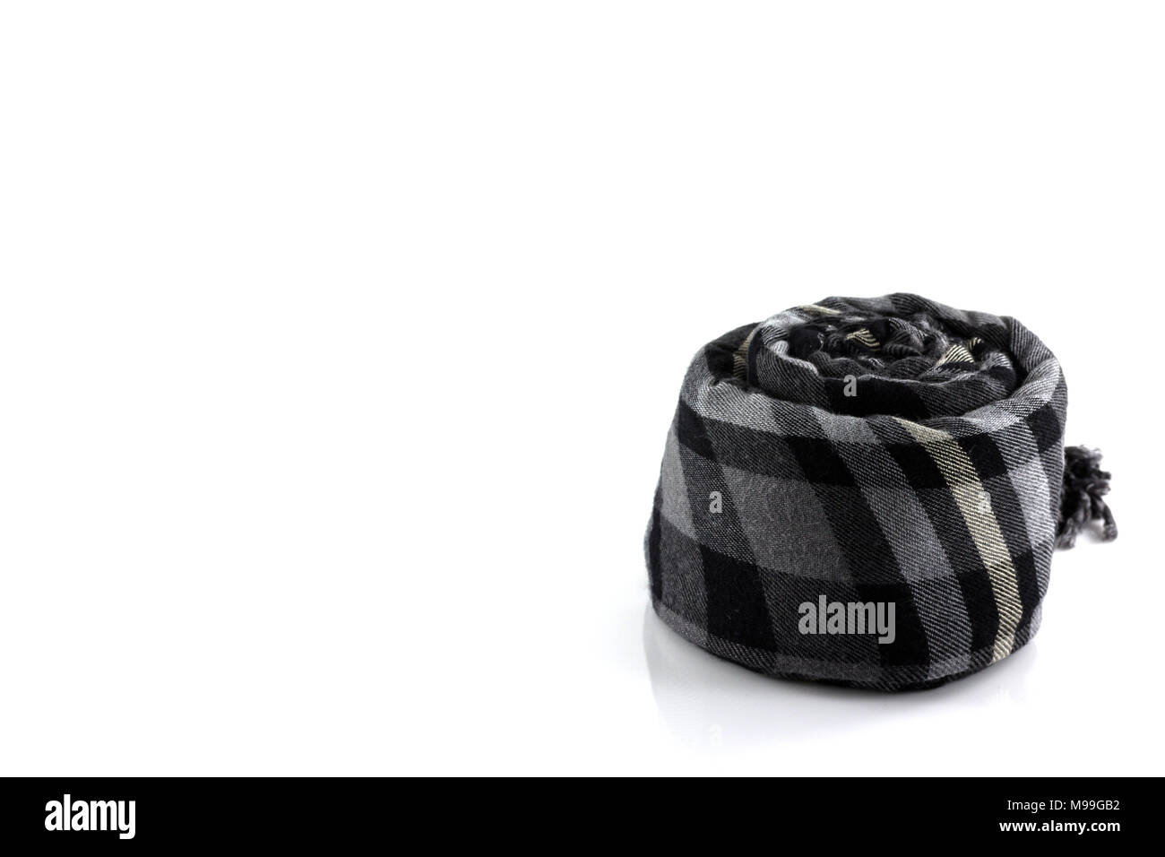 Scarf black plaid isolate on white background Stock Photo