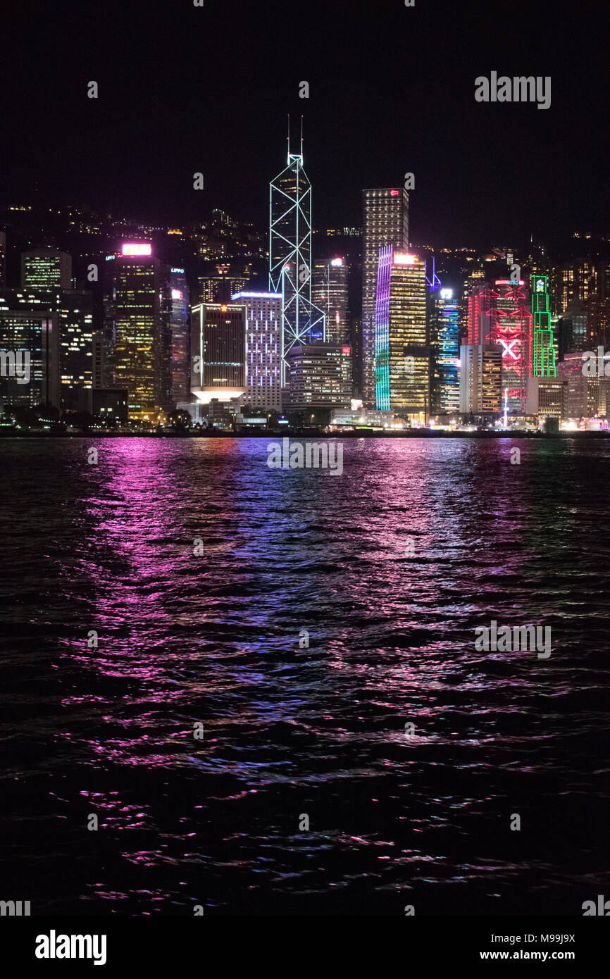 Hong Kong, Kowloon Bay, the City is showing some Colours on the river Stock  Photo - Alamy