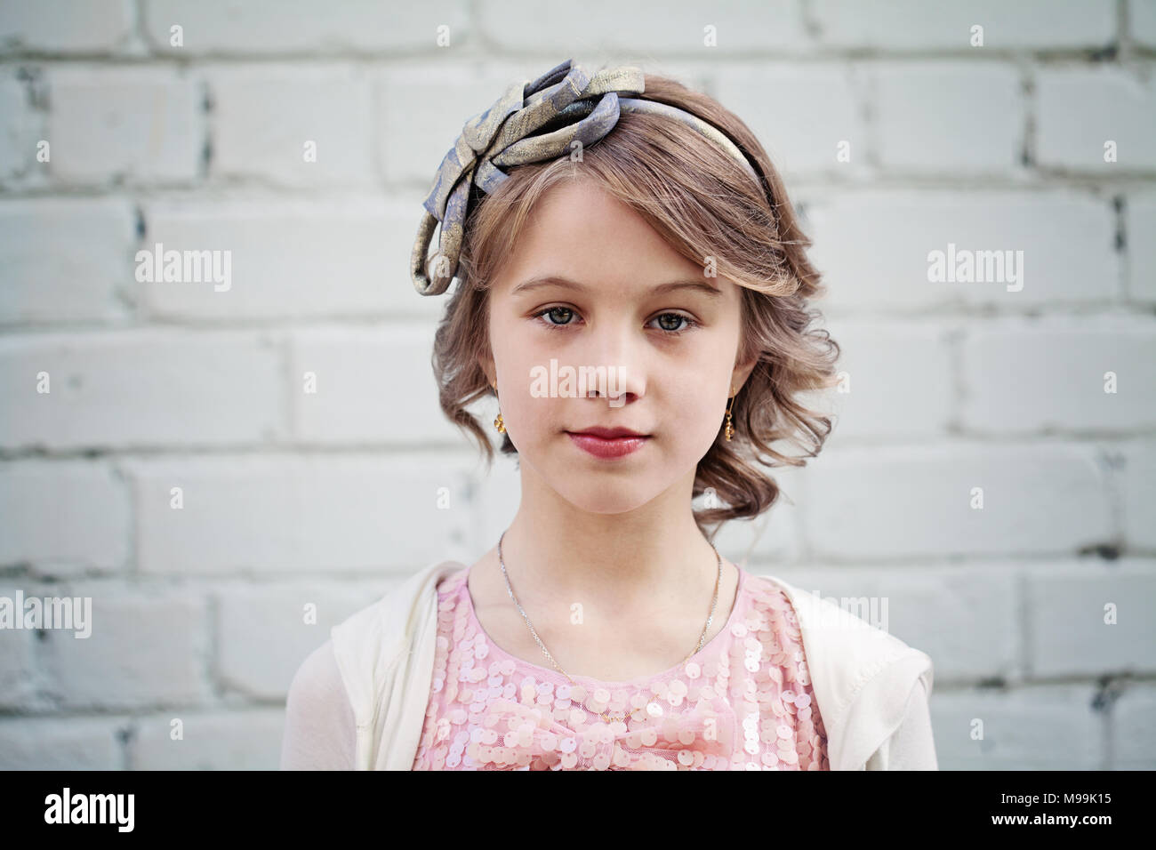 Beautiful Young Girl With Blonde Hair Prom Hairstyle Stock Photo