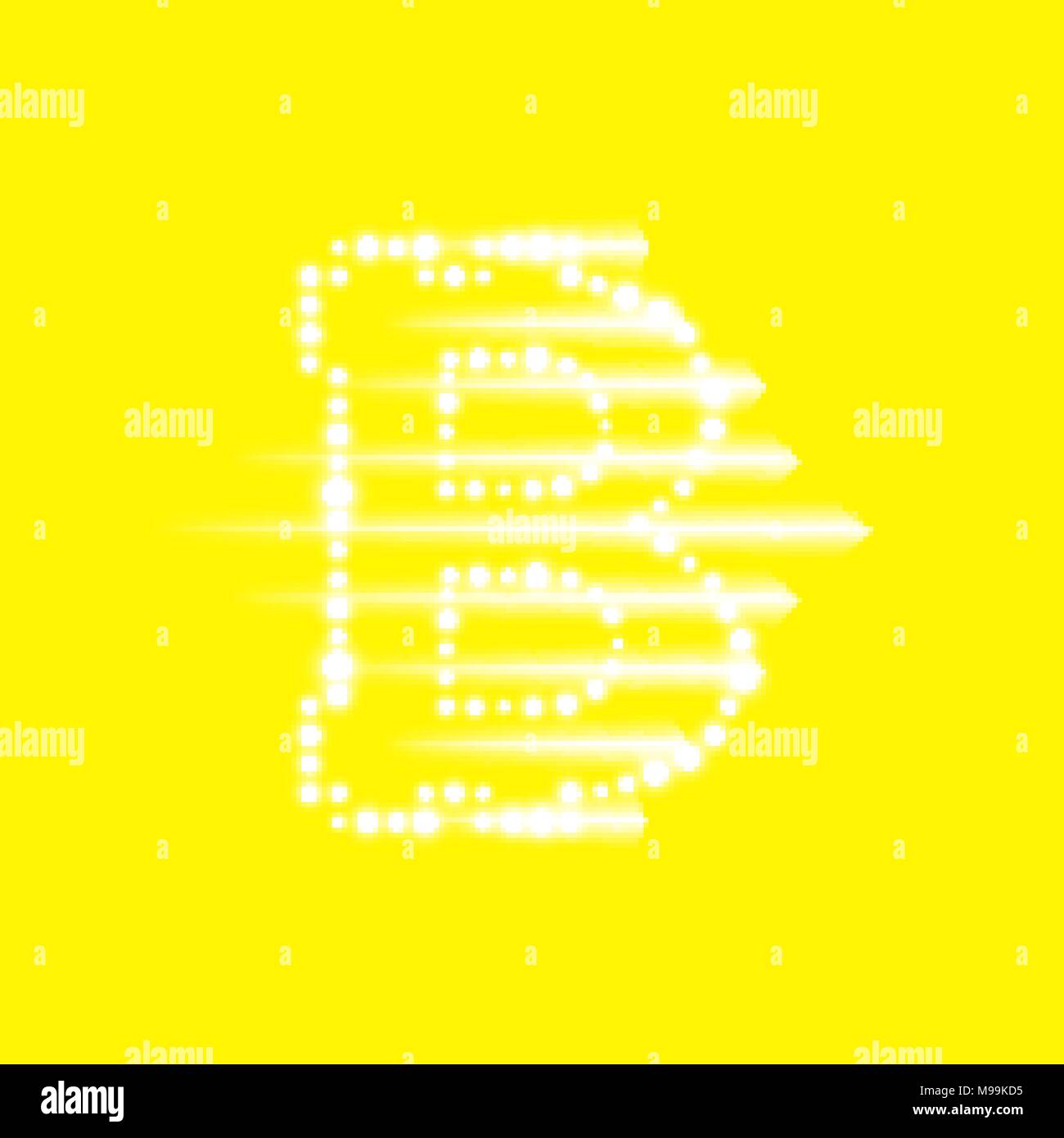 Digital bitcoins symbol with light effect and speed glow lines on