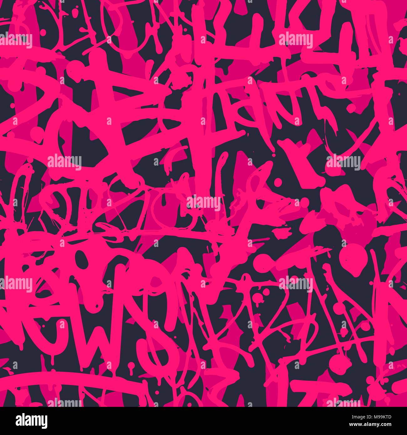 Vector graffiti seamless pattern with abstract colorful bright t Stock Vector