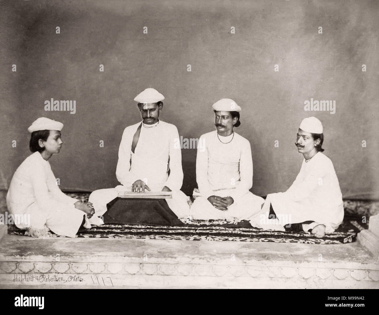 19th century vintage photograph India - Brahmins Shepherd and Robertson, 1860s Stock Photo