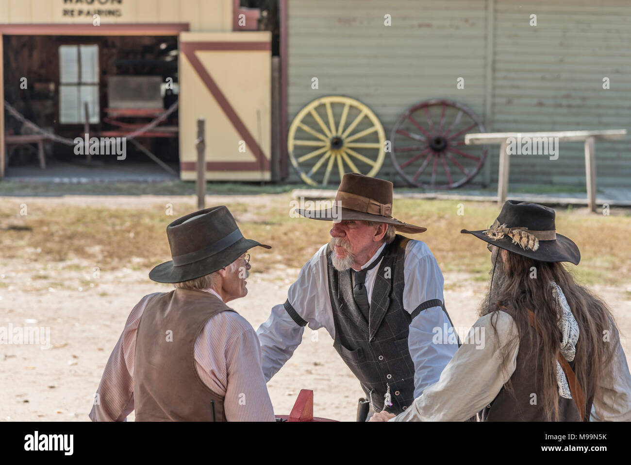Wichita, Kansas / October 14, 2015: Old Cow Town is a living history museum where costumed interpreters recreate a frontier settlement on the Chisholm Stock Photo