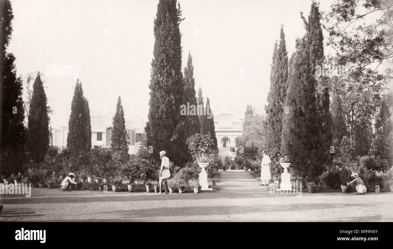 19th century vintage photograph India - The Residency from the Garden - attrib to Samuel Bourne. Stock Photo