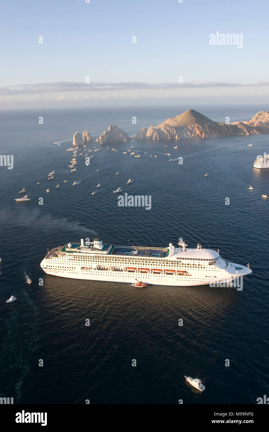 Aerial view of a cruise ship Stock Photo