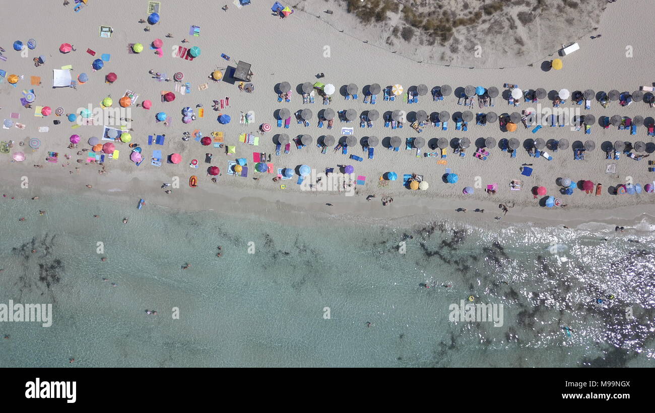 Amazing beach Aerial View in Menorca (Baleares) Stock Photo