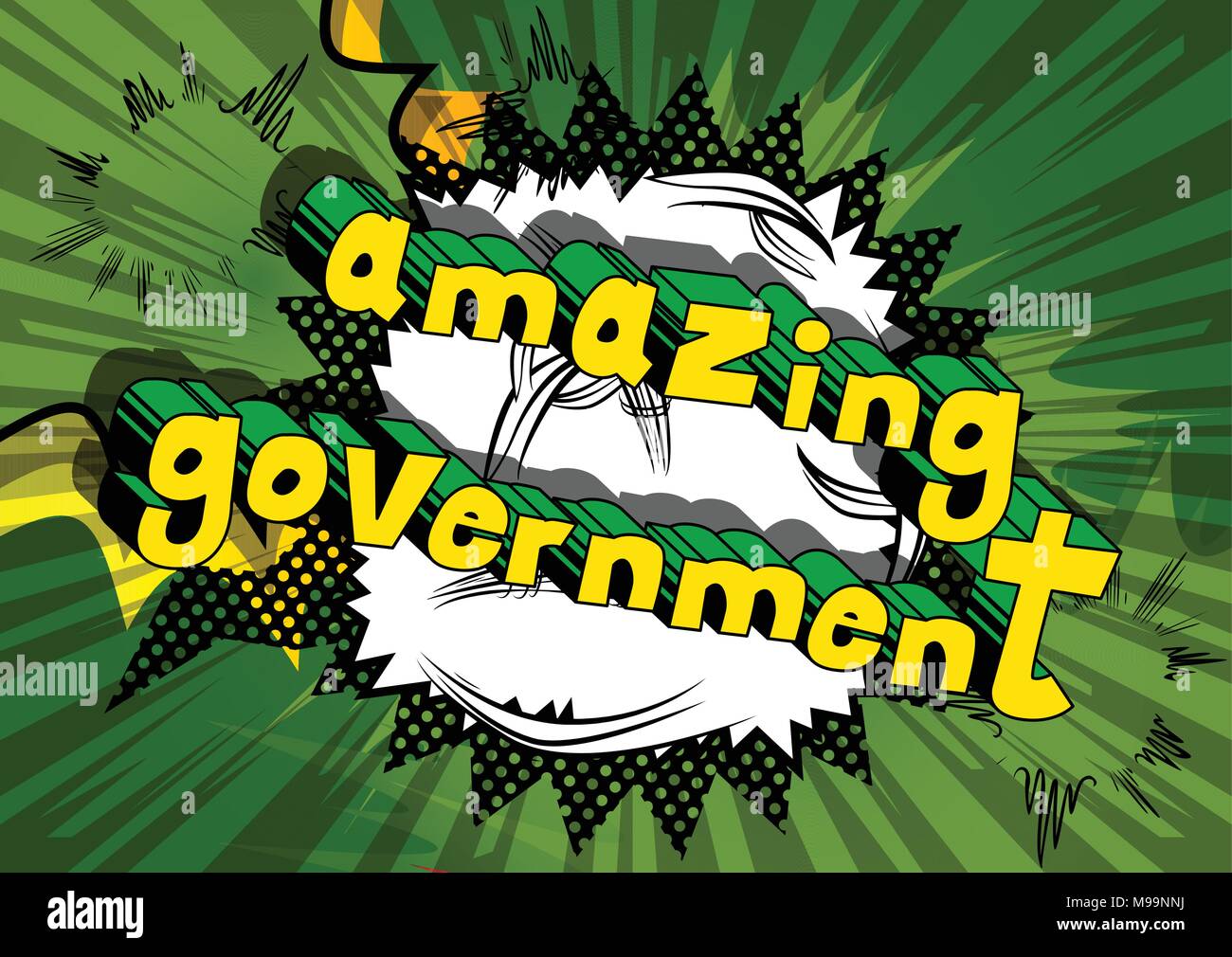 Amazing Government - Comic book style phrase on abstract background. Stock Vector
