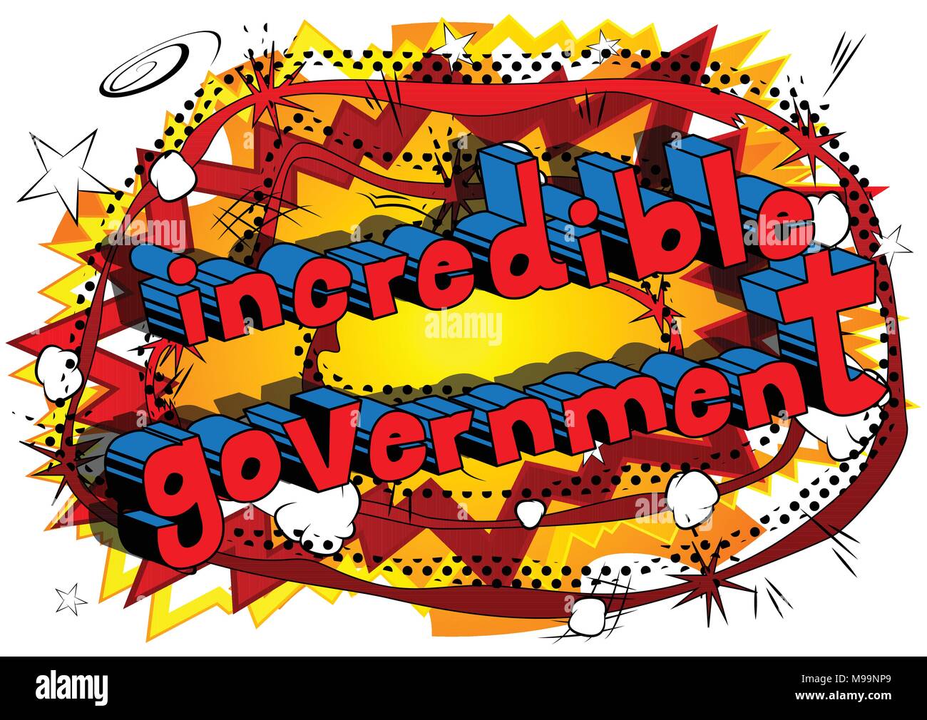Incredible Government - Comic book style phrase on abstract background. Stock Vector