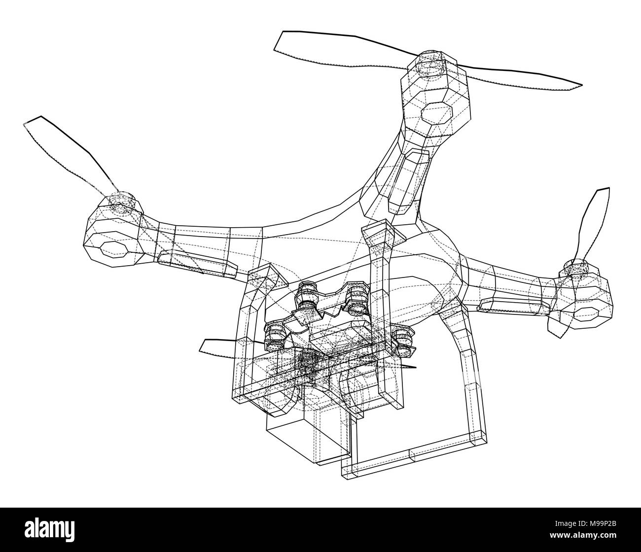 Qadrocopter. Vector rendering of 3d Stock Vector