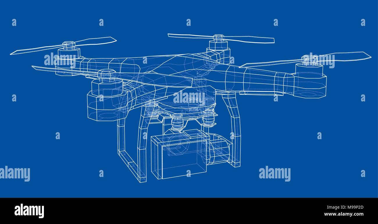 Qadrocopter. Vector rendering of 3d Stock Vector