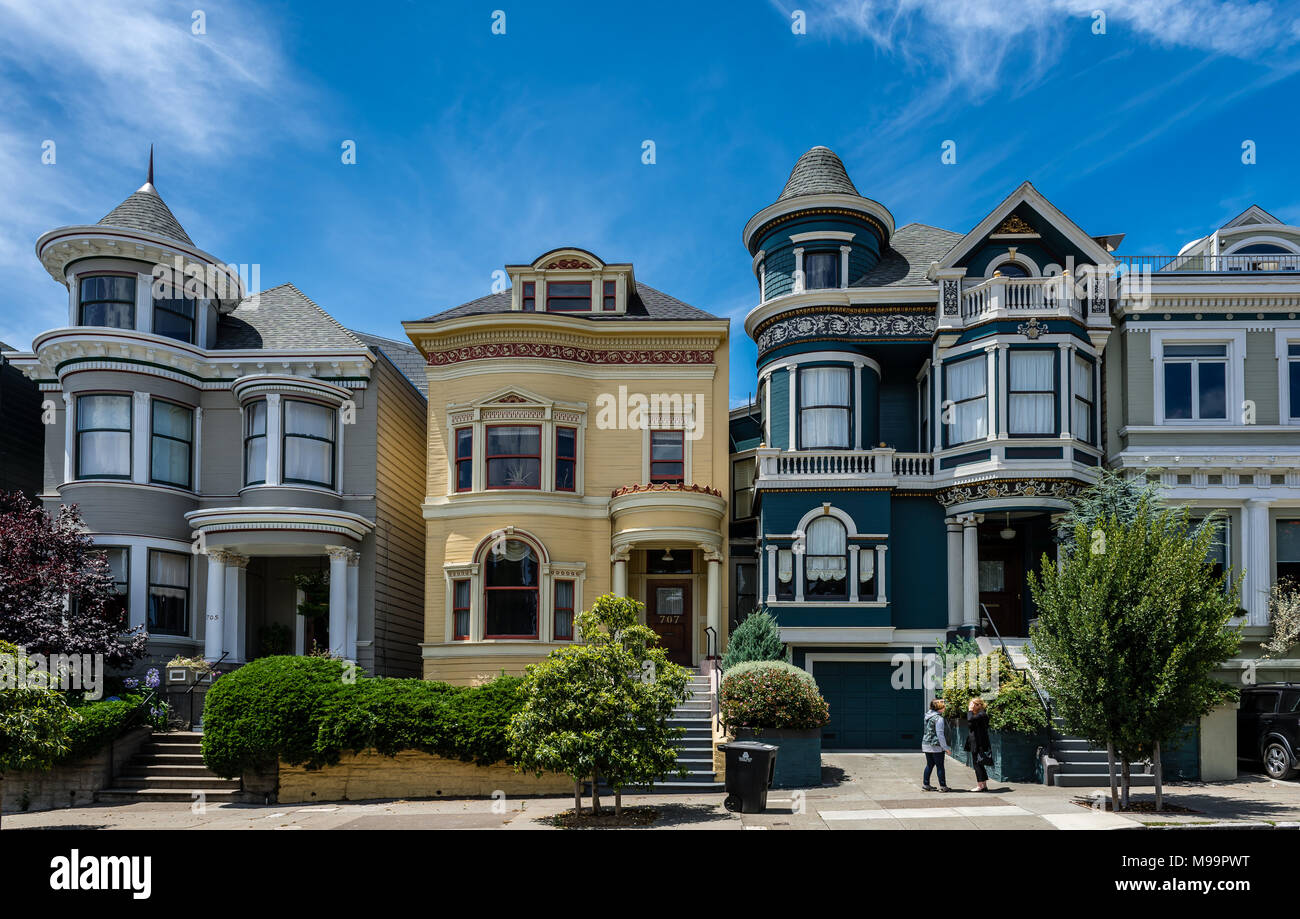 The Painted Ladies in Scott Street, facing Alamo Park, in San Francisco