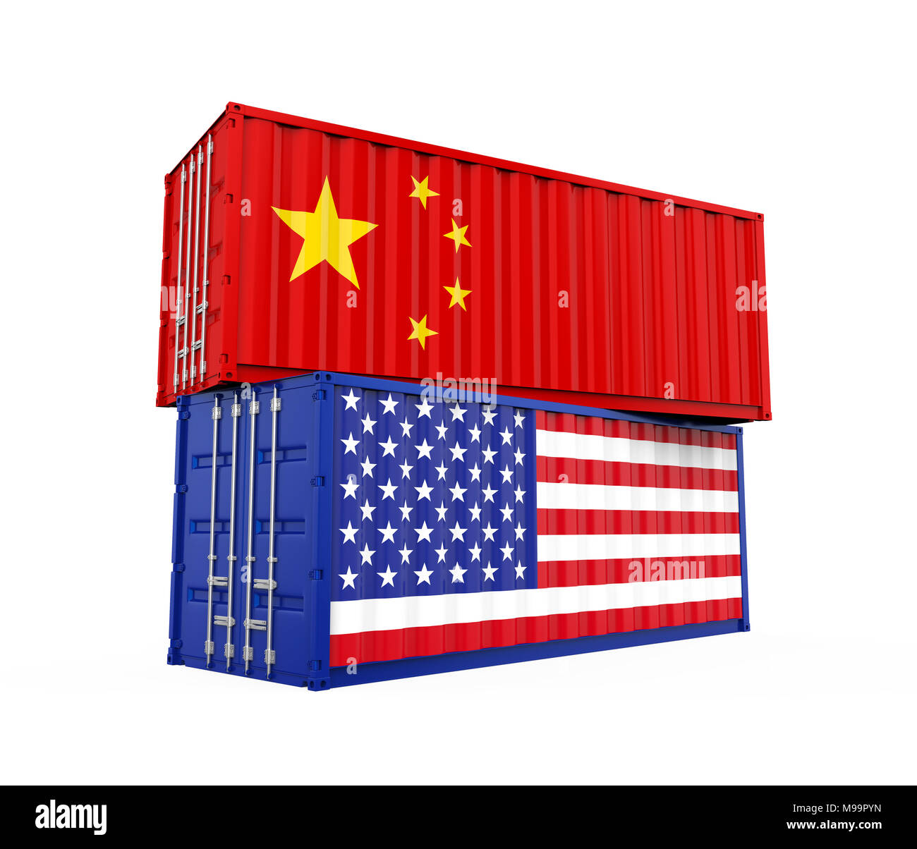 United States and China Cargo Container Isolated. Trade war Concept ...