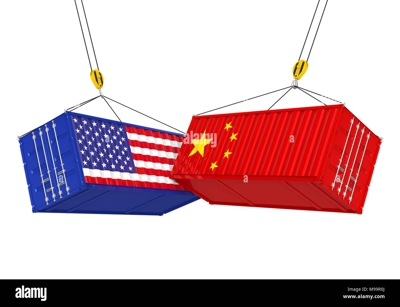 United States and China Cargo Container Isolated. Trade war Concept ...