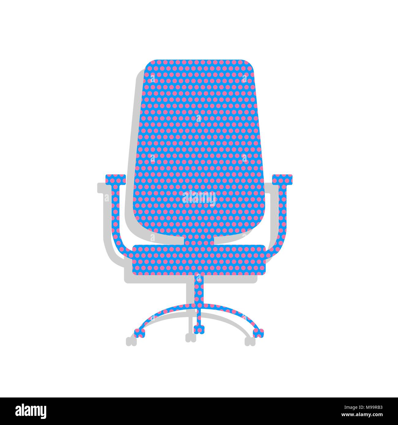 Office Chair Sign Vector Neon Blue Icon With Cyclamen Polka Dots