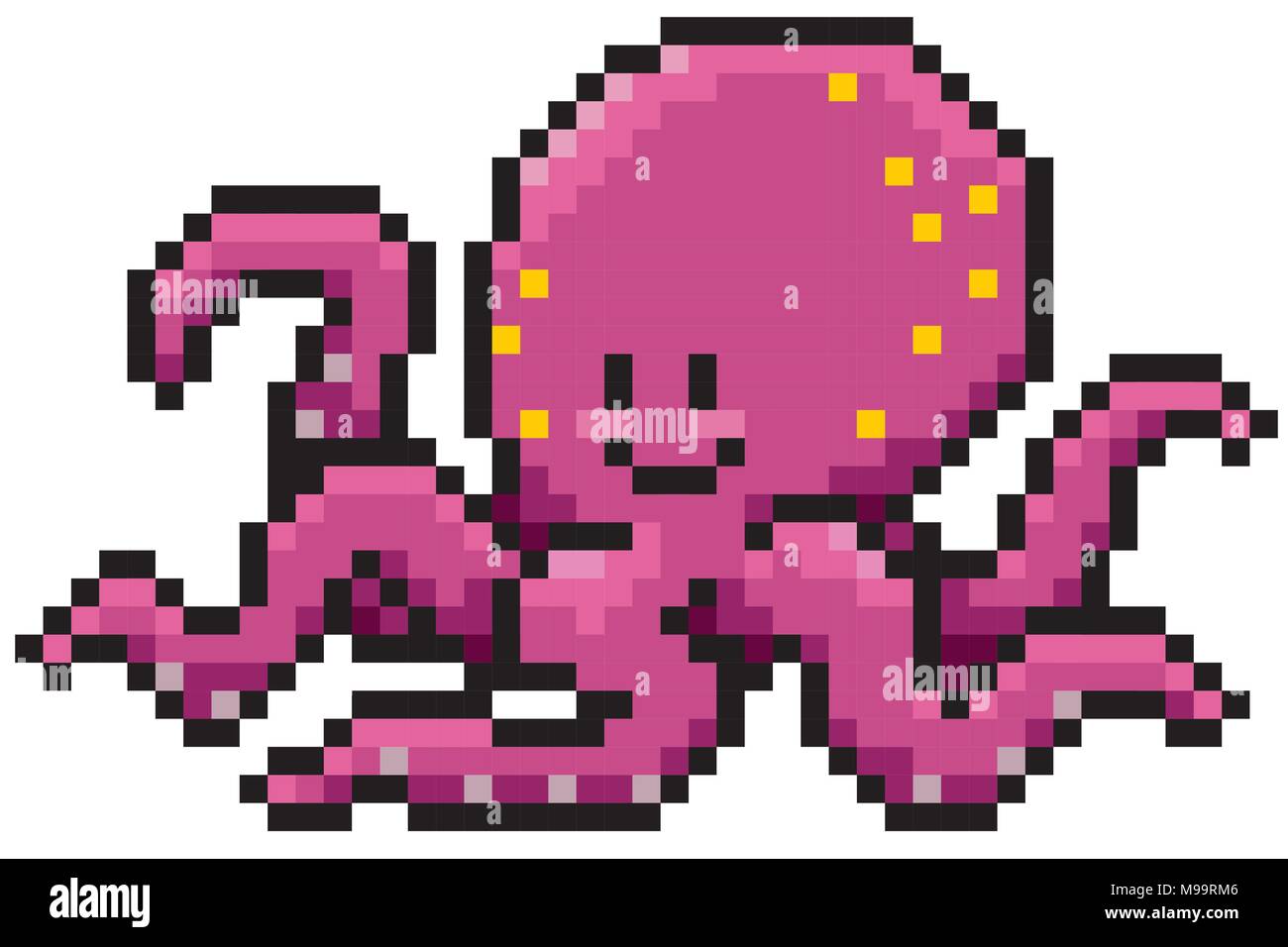 Vector illustration of cartoon Octopus - Pixel design Stock Vector ...