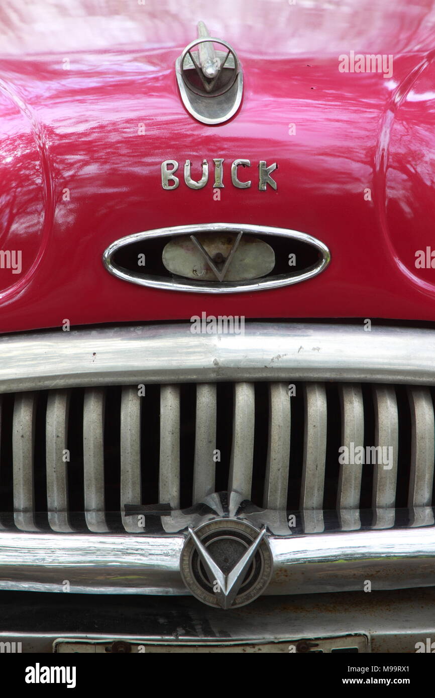 Red spare parts Buick, old 50's car, Havana, Cuba. Stock Photo