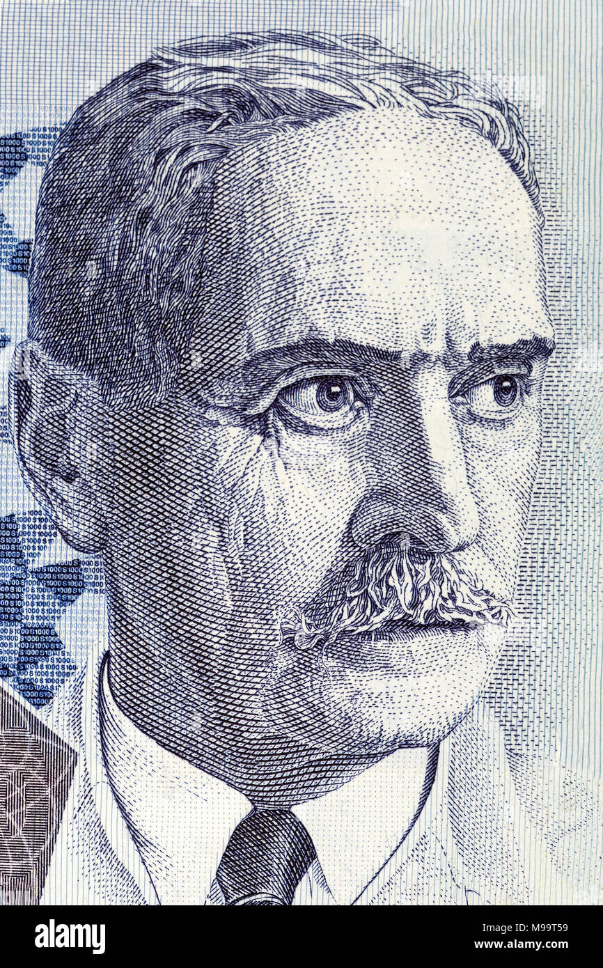 Karl Landsteiner portrait from Austrian money Stock Photo