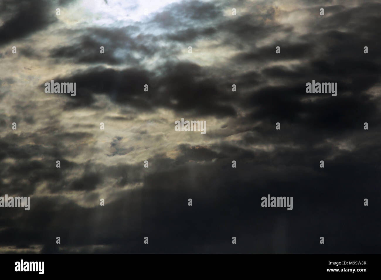 Dark sky and dramatic black cloud before rain.Big rainy storm Strange ...