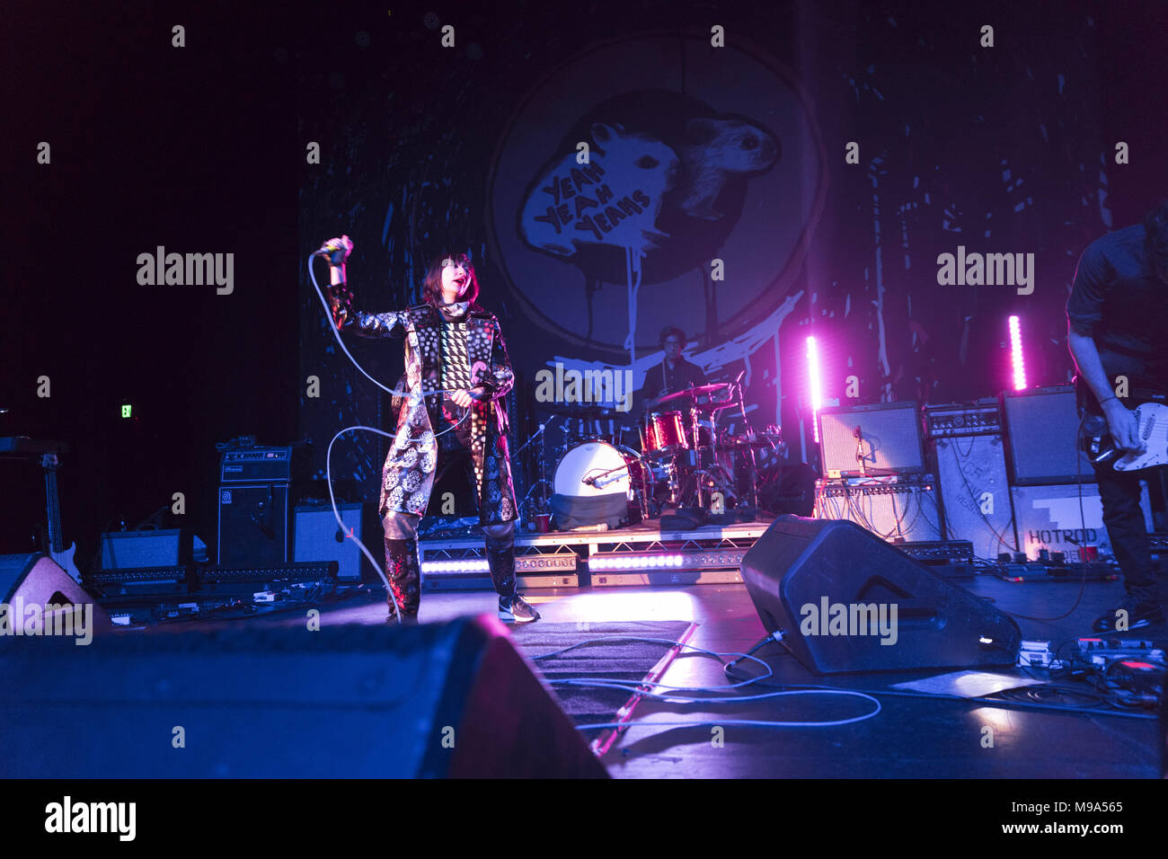 October 25, 2017 - THE YEAH YEAH YEAHS perform at the Fonda Theatre in Hollywood, CA, celebrating the reissue of their record Fever To Tell (Credit Image: © Greg Chow via ZUMA Wire) Stock Photo