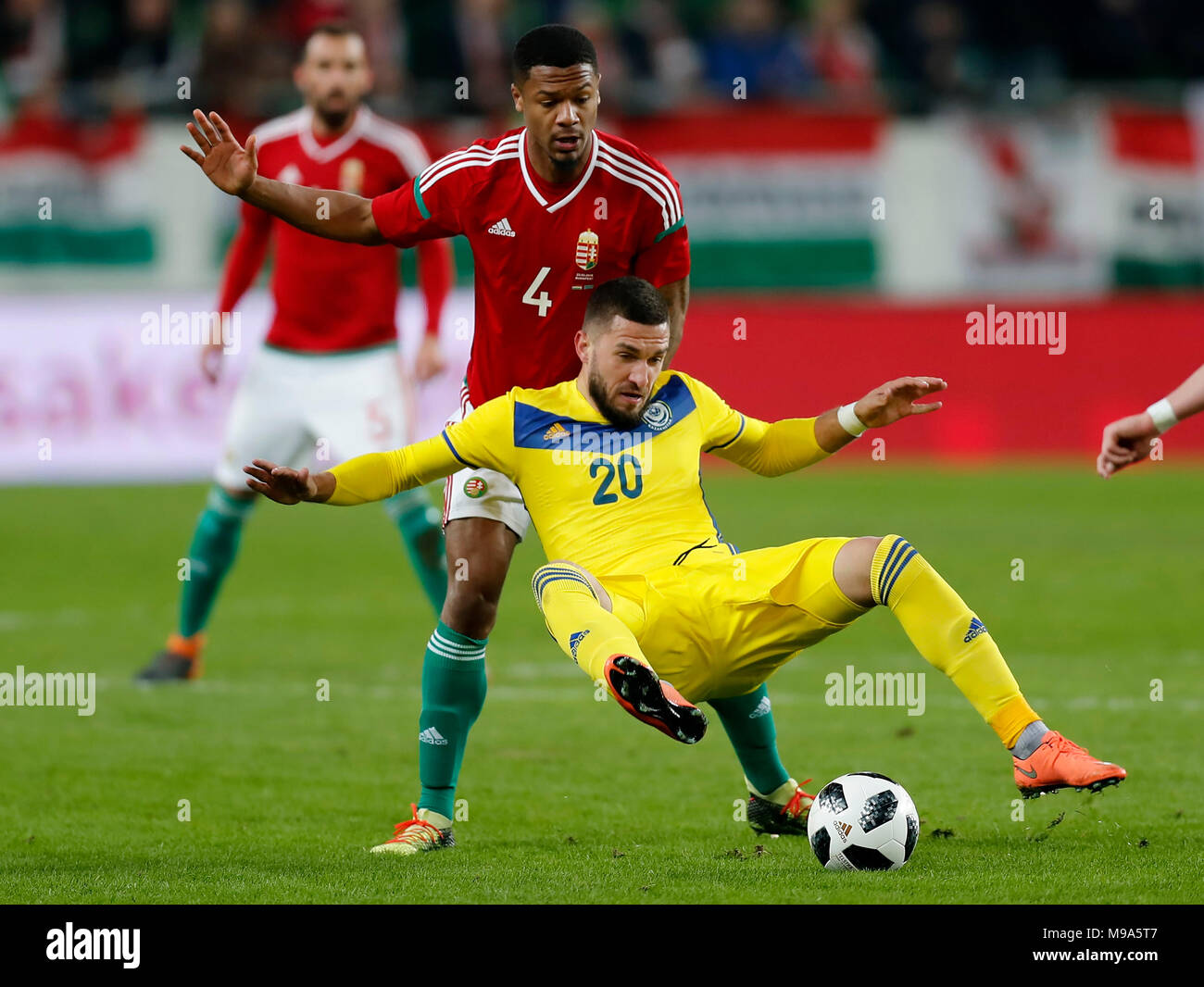 BUDAPEST, HUNGARY - FEBRUARY 15: (r-l) Kenneth Otigba of