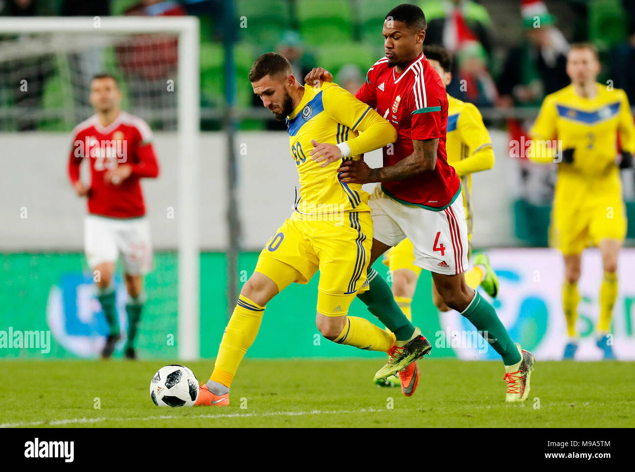 BUDAPEST, HUNGARY - FEBRUARY 15: (r-l) Kenneth Otigba of