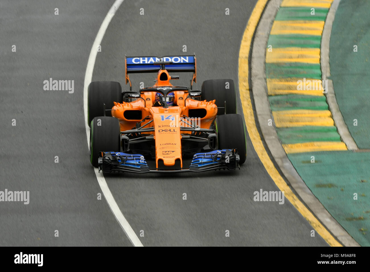 Albert Park, Melbourne, Australia. 24th Mar, 2018. Fernando Alonso (ESP) #14 from the McLaren F1 team during practice session three at the 2018 Australian Formula One Grand Prix at Albert Park, Melbourne, Australia. Sydney Low/Cal Sport Media/Alamy Live News Stock Photo
