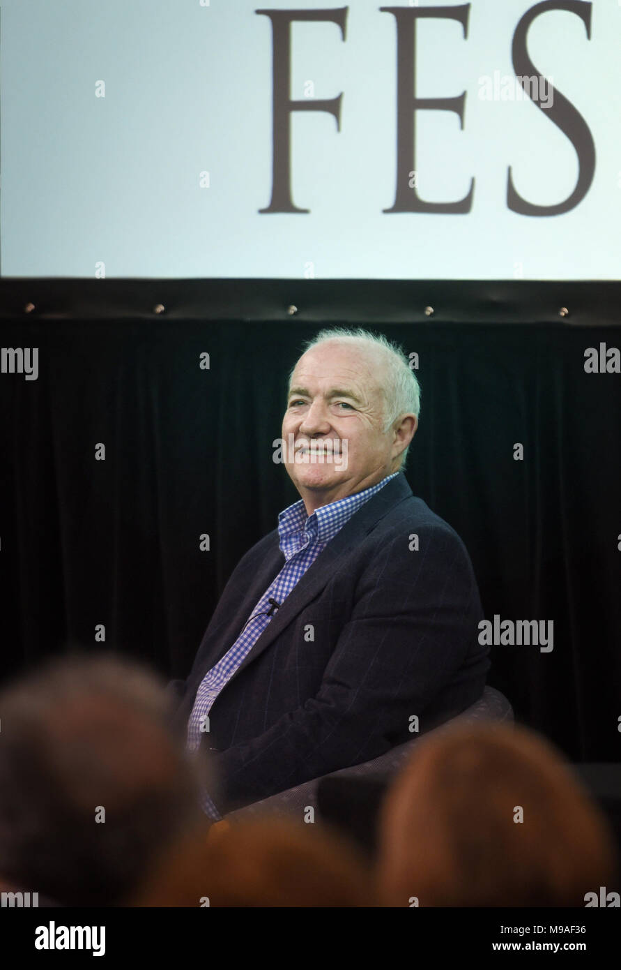 Oxford, UK. 24th march, 2018. Rick Stein at Oxford Literary Festival 24th March. Rick Stein at Sheldonian Theatre Oxford to talk about' A Life in Food' with Matthew Stadlen   Richard Cave Photography/Alamy Stock Photo