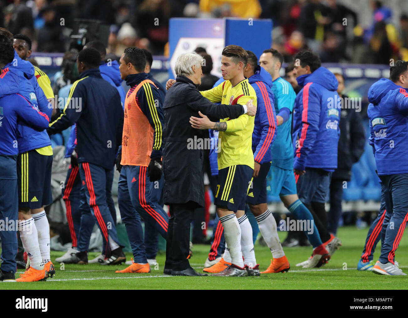 Jose Pekerman, James Rodriguez (COL), MARCH 23, 2018 - Football / Soccer : International friendly match between France 2-3 Colombia at Stade de France in Saint-Denis, France, (Photo by AFLO) Stock Photo
