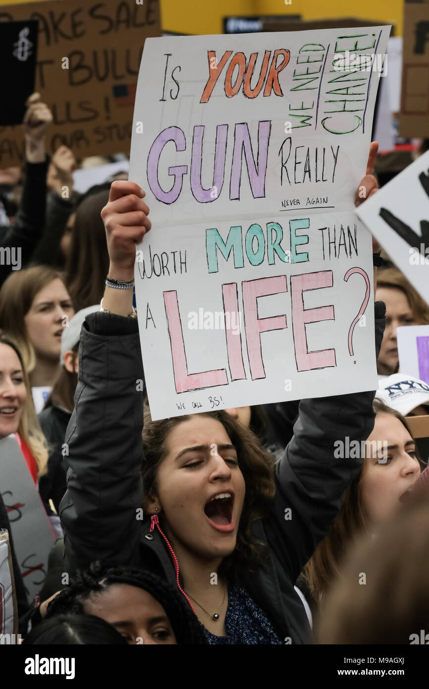 London, UK. 24th March, 2018. Protest rally 'March for our Lives