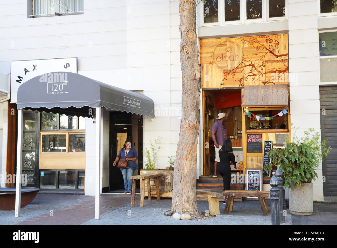 Bars and restaurants on Bree Street, the coolest street in Cape Town city  centre, in South Africa Stock Photo - Alamy