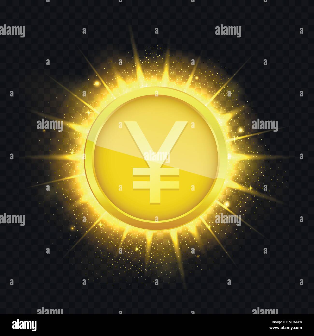 Golden Yen on cracked background Stock Vector