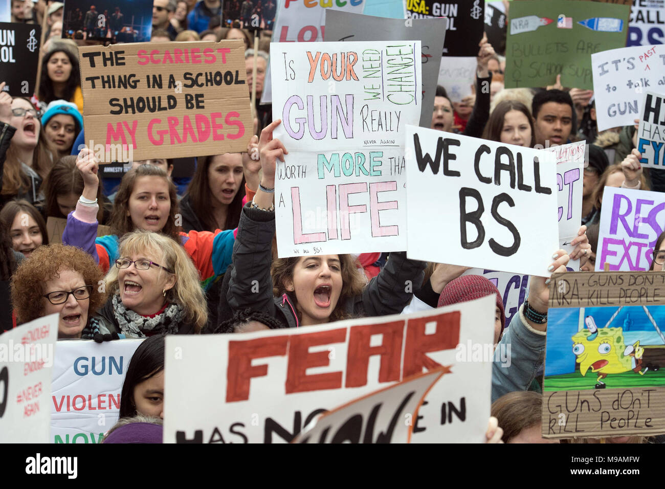 Protesters during the London March For Our Lives anti-gun rally outside ...
