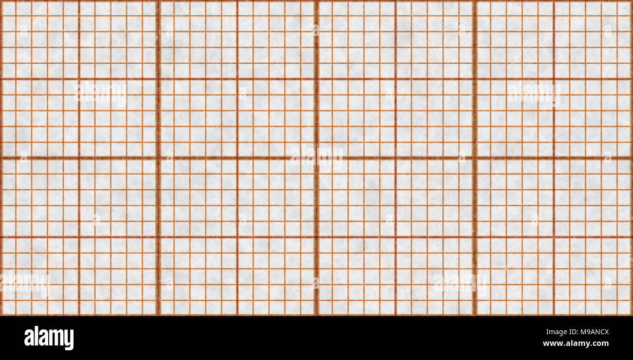 Orange Seamless Millimeter Paper Background. Tiling Graph Grid Texture. Empty Lined Pattern. Stock Photo