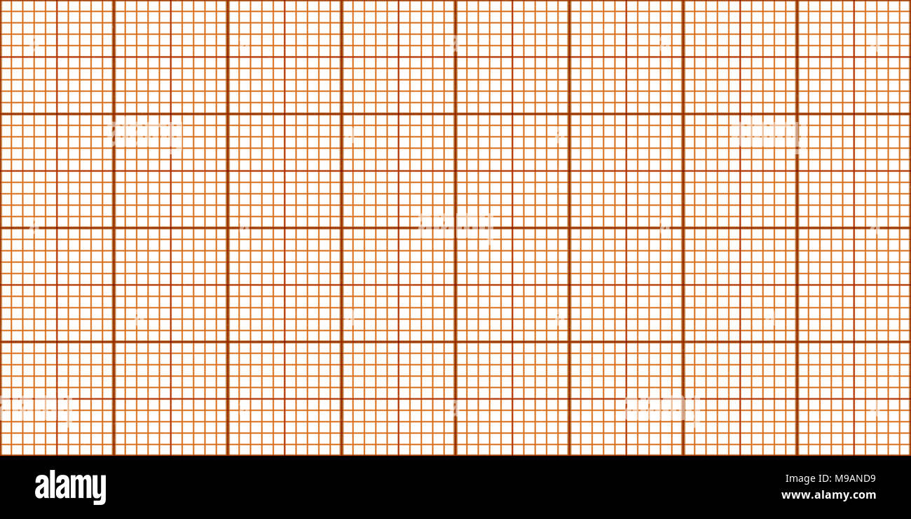 Orange Seamless Millimeter Paper Background. Tiling Graph Grid Texture. Empty Lined Pattern. Stock Photo