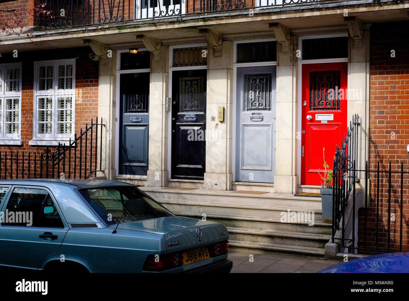 De Walden Street London W1 row of doors Stock Photo Alamy