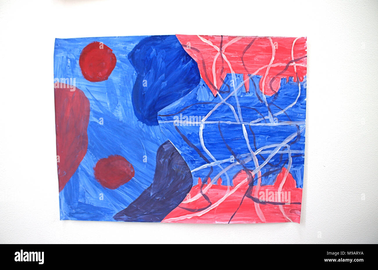 childrens abstract art, painting on display in the uillinn art gallery